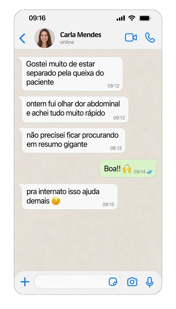 Depoimento de estudante sobre os 30 Roteiros Prontos de Anamnese